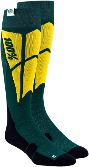 100% Hi-Side Performance Socks - Green - Large/XL 24008-005-18