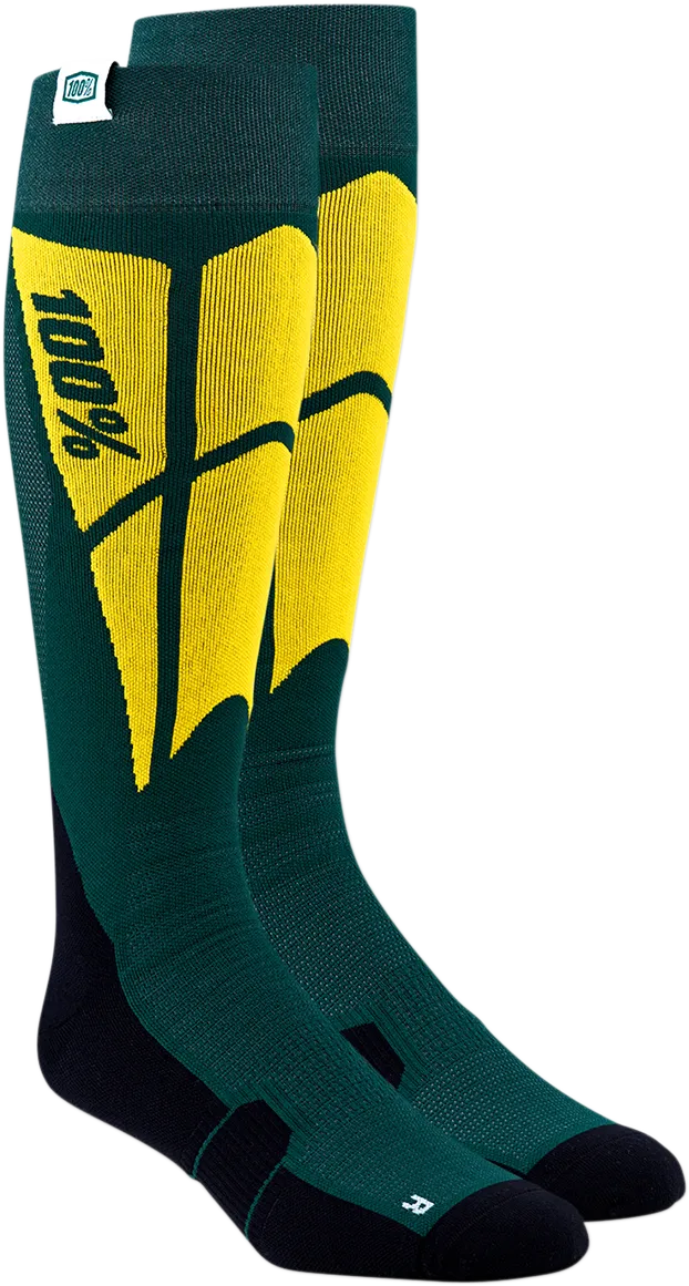 100% Hi-Side Performance Socks - Green - Large/XL 24008-005-18