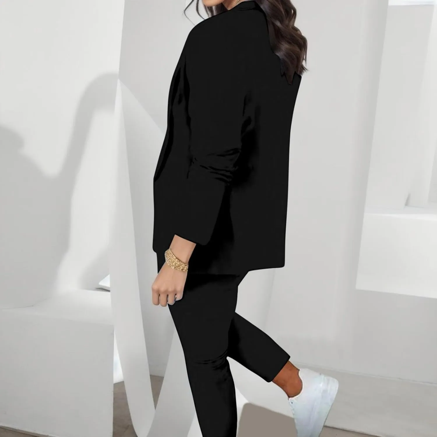 2 Piece Outfits for Women Dressy Blazer Jackets High Waisted Straight Leg Pants Suits Set Business Casual Office