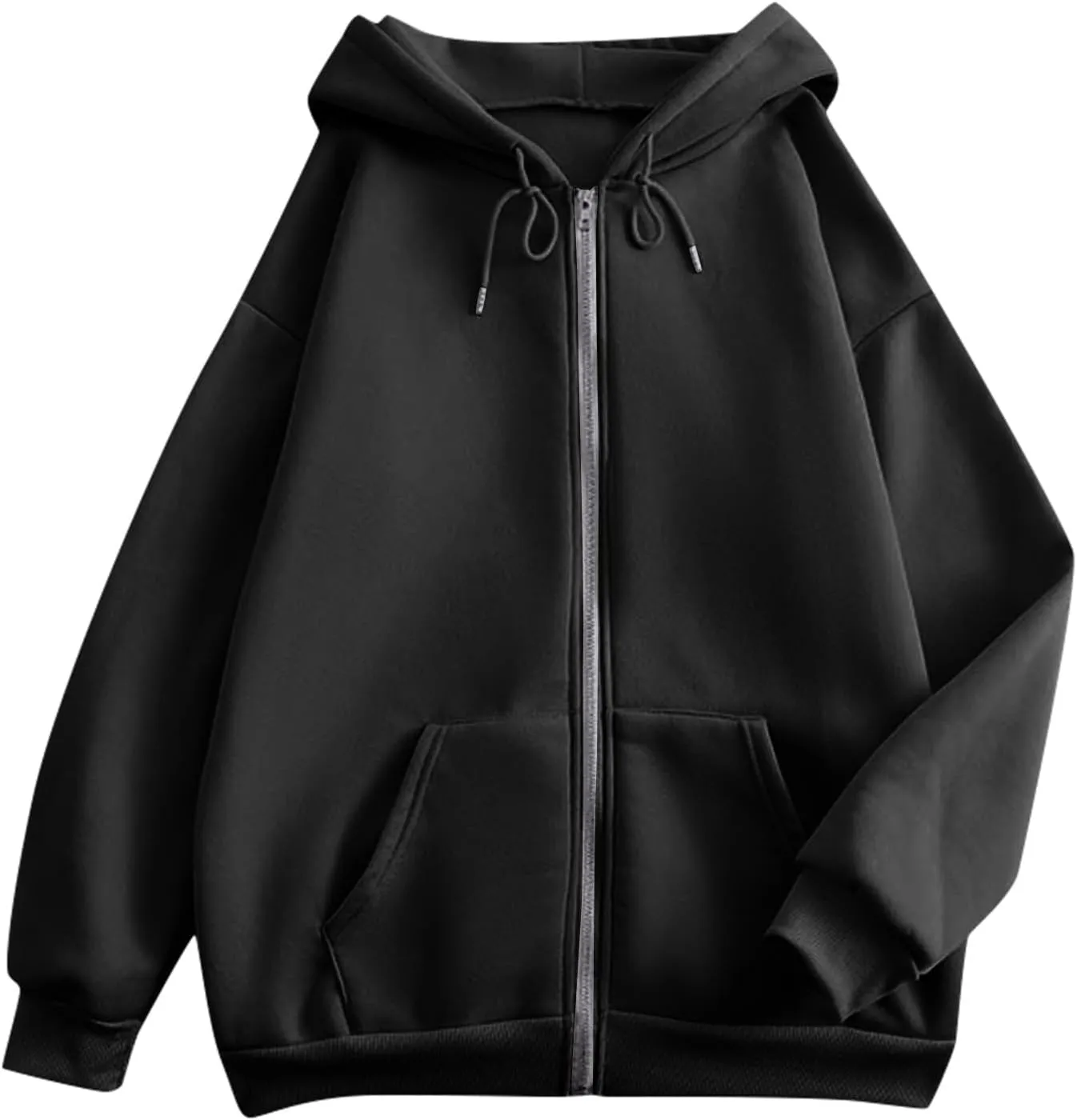 2025 Spring Women's Drawstring Zip Up Cute Hoodies Soft Jacket Plus Size Casual Sweatshirts with Pocket