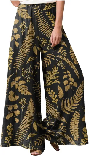 2025 Trendy Summer Flowy Gauze Pants That Look Like Skirts- Boho Drawstring Linen Wide Leg Palazzo Trousers