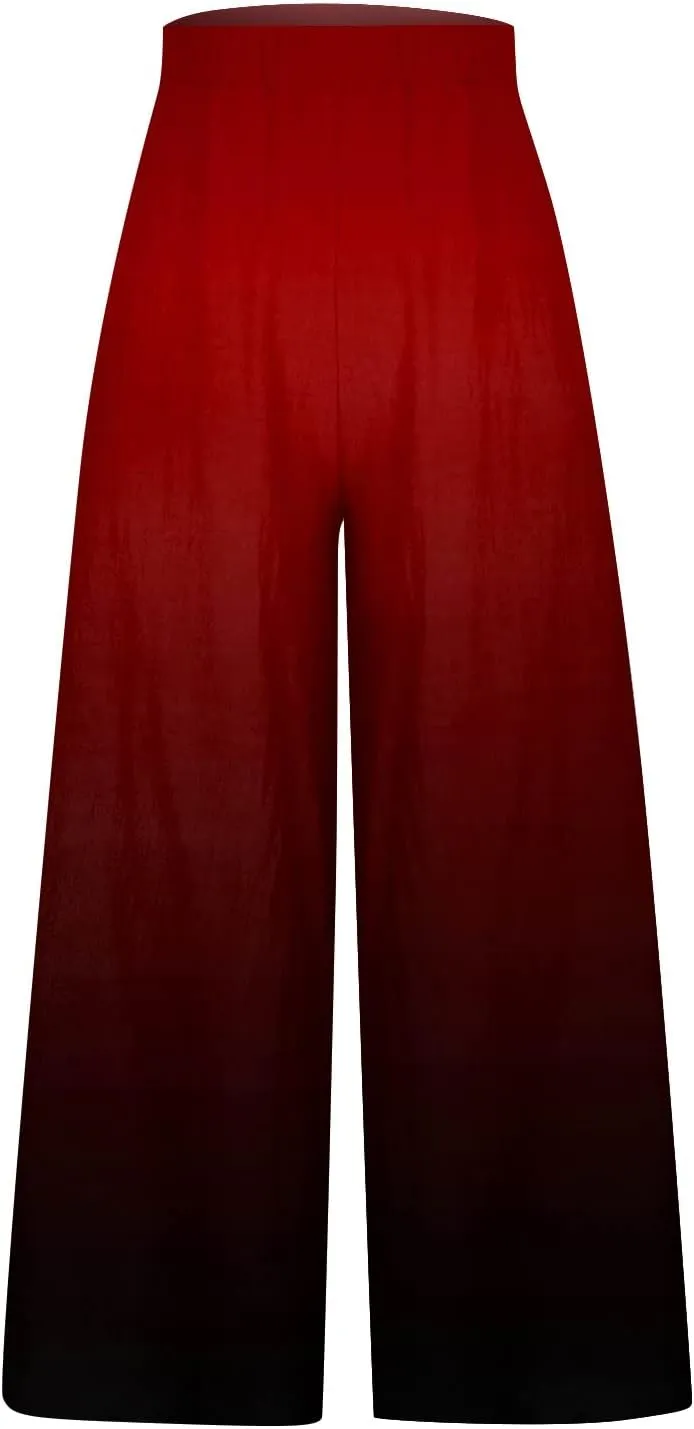 2025 Trendy Summer Flowy Gauze Pants That Look Like Skirts- Boho Linen Wide Leg Palazzo Drawstring Trousers