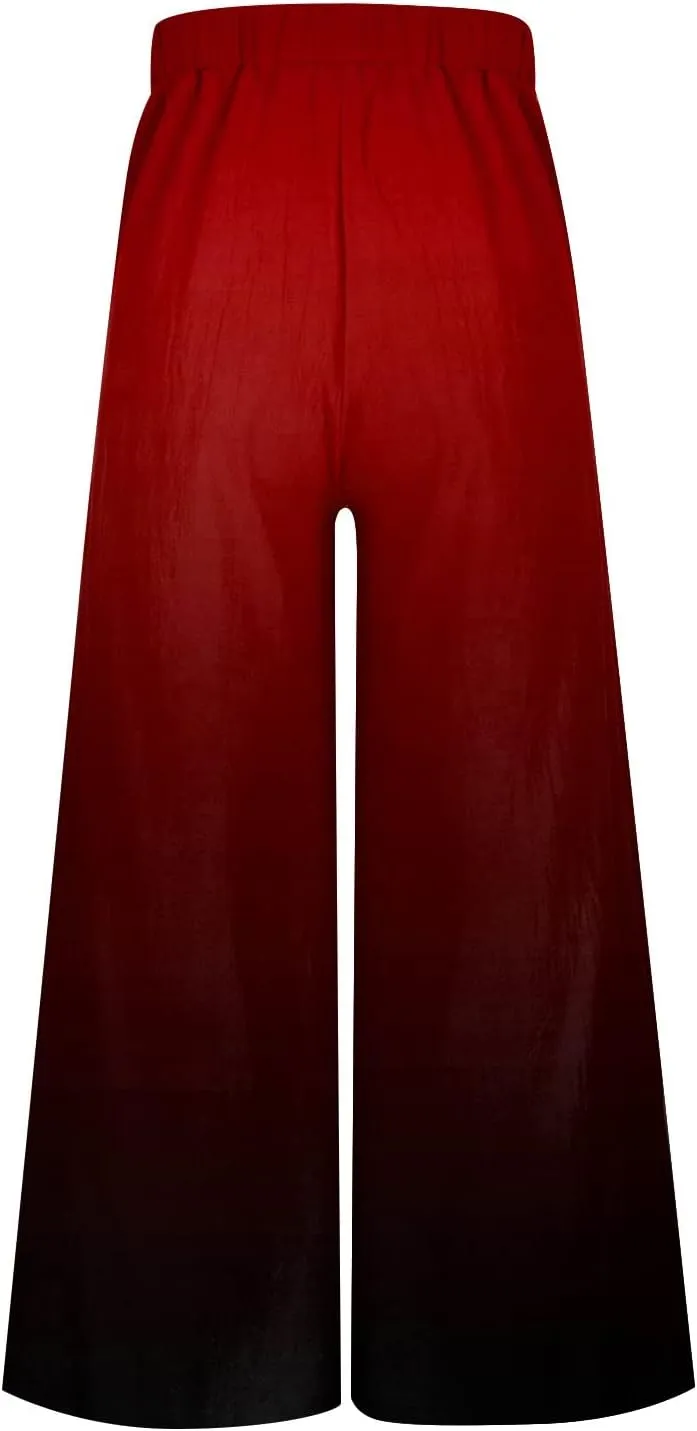 2025 Trendy Summer Flowy Gauze Pants That Look Like Skirts- Boho Linen Wide Leg Palazzo Drawstring Trousers