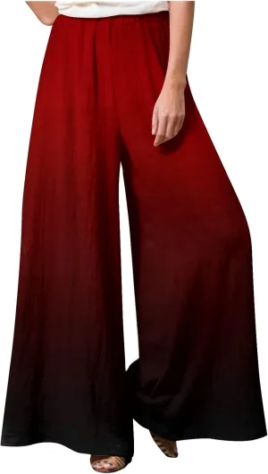 2025 Trendy Summer Flowy Gauze Pants That Look Like Skirts- Boho Linen Wide Leg Palazzo Drawstring Trousers