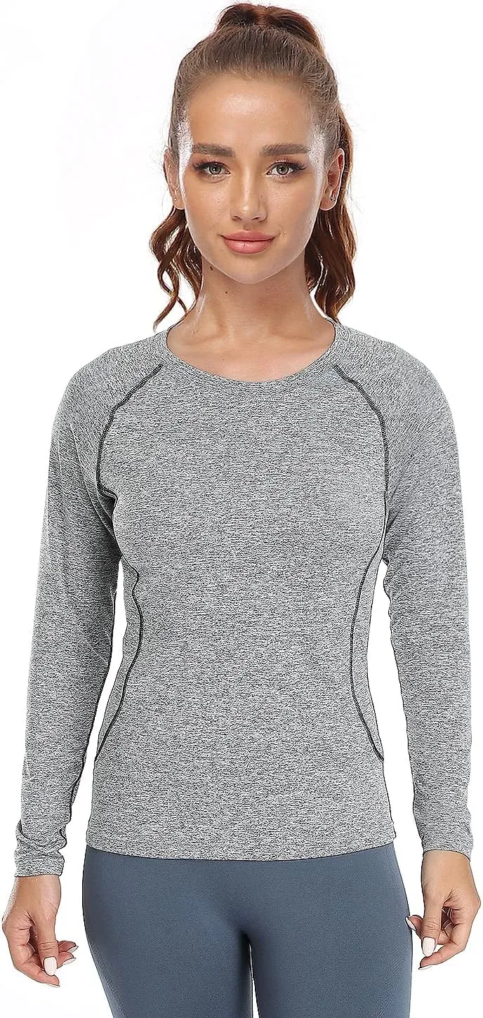 3-4 Pack Dry Fit Long Sleeve Tshirt for Women Moisture Wicking Long Sleeve Tee Outdoor Compression Running Workout Tops