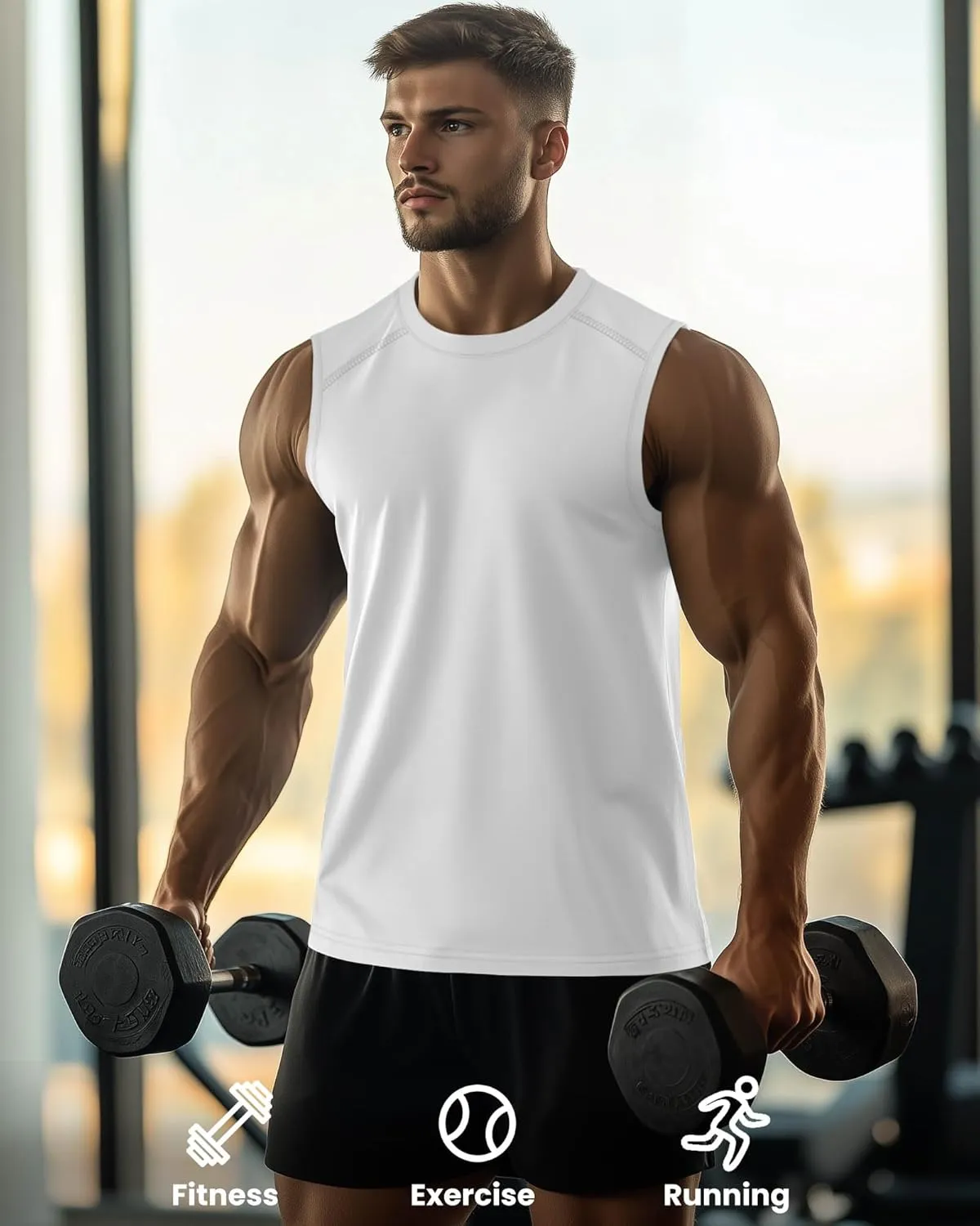 3 Pack Men's Big and Tall Tank Tops, Crewneck Sleeveless Tee Shirts Cotton Workout Swim Running Gym Muscle Shirts