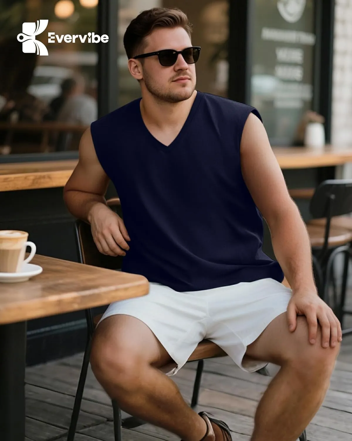 3 Pack Mens V Neck Tank Tops 95% Cotton Sleeveless Big and Tall Muscle Cut Off Shirts Gym Workout Tee