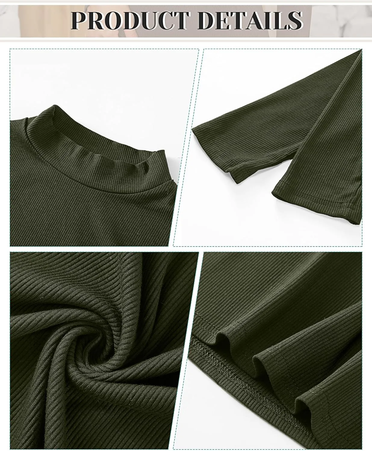 3 Pack Women's Mock Neck Tops, Fitted Ribbed Turtleneck Shirts 2025 Trendy Long Sleeve Knit Thermal Undershirts Tee