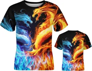 3D Graphic Kids T Shirt, Unisex Creative Print Crewneck Shirts, Boys Girls Short Sleeve Tees for 6-16 Years Teens