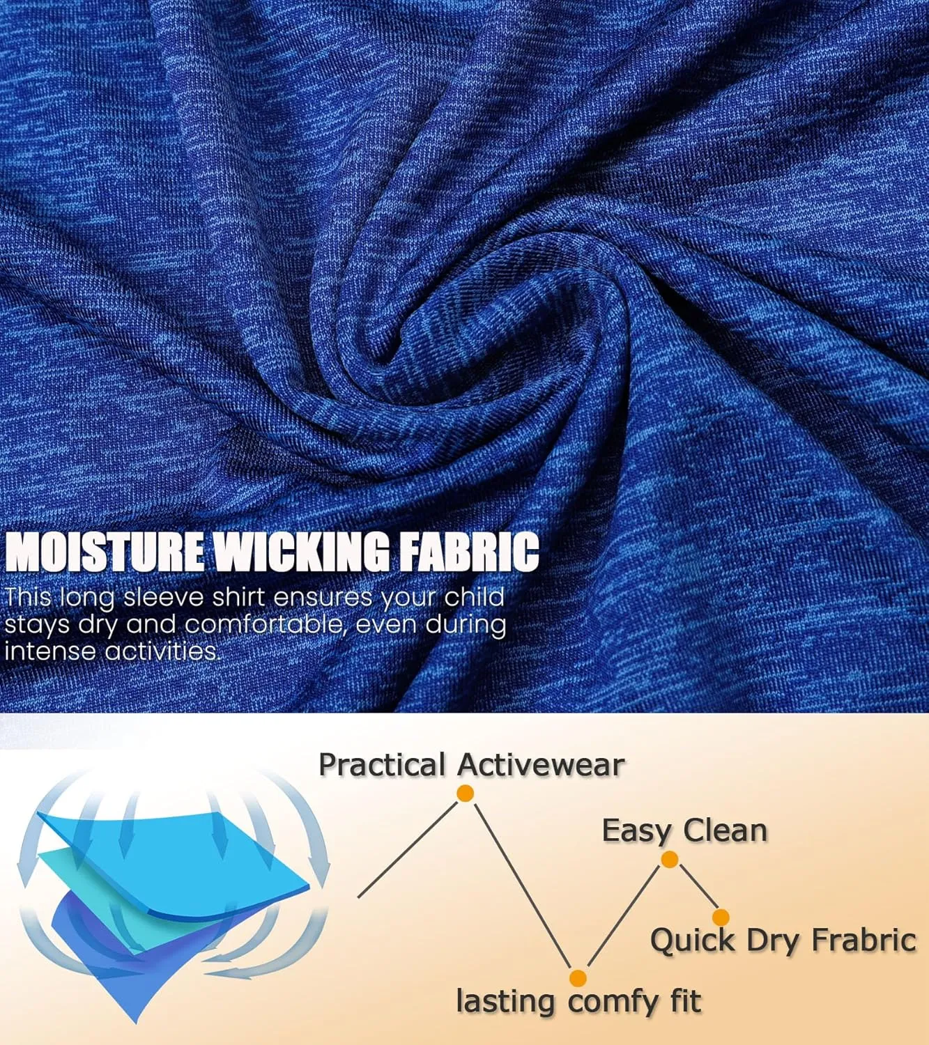 4 Pack Boys&Girls Athletic Quick Dry Long Sleeve Kids Performance Activewear T-Shirt for Youth
