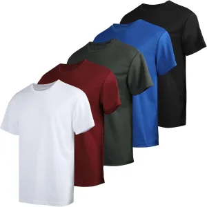 5 Pack Mens Workout T Shirts Running Athletic Quick Dry Short Sleeve Crew Neck Polyester Summer Performance Tee