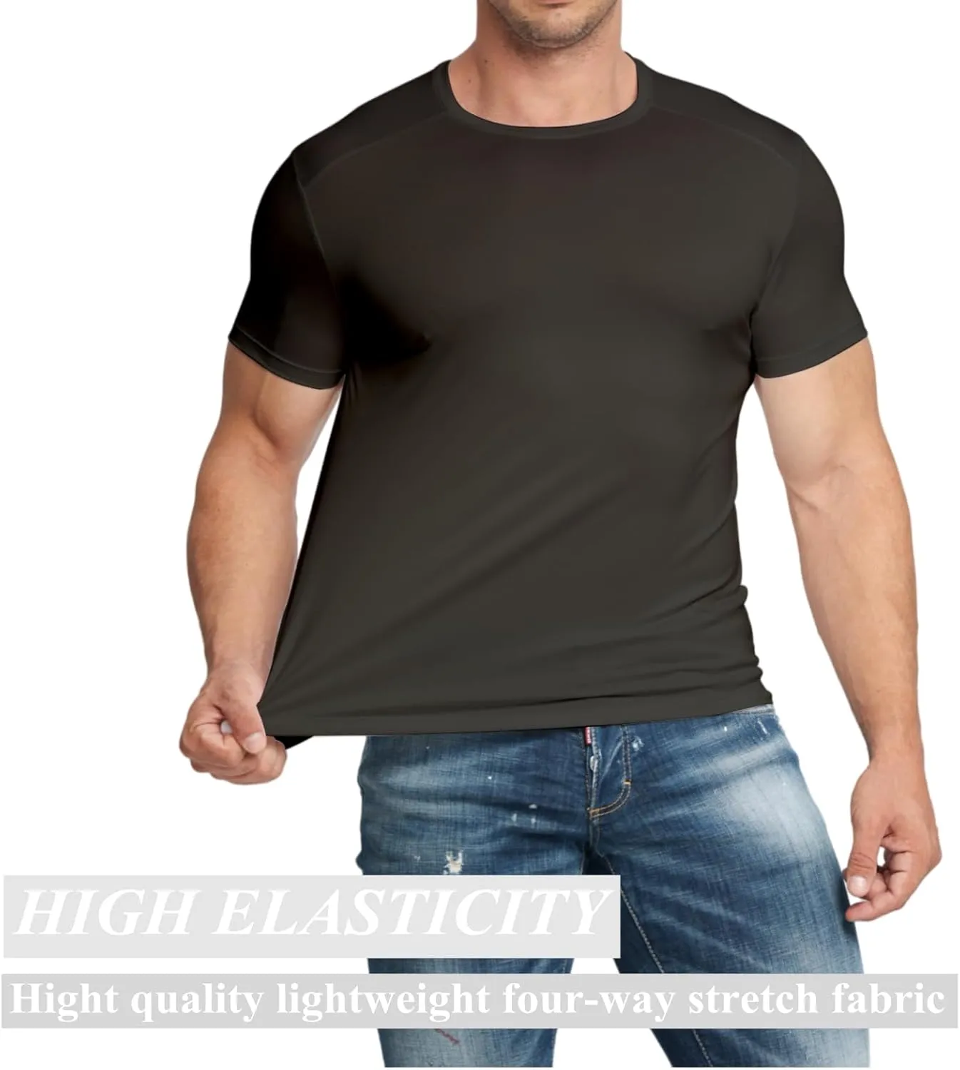 5 Pack Mens Workout T Shirts Running Athletic Quick Dry Short Sleeve Crew Neck Polyester Summer Performance Tee