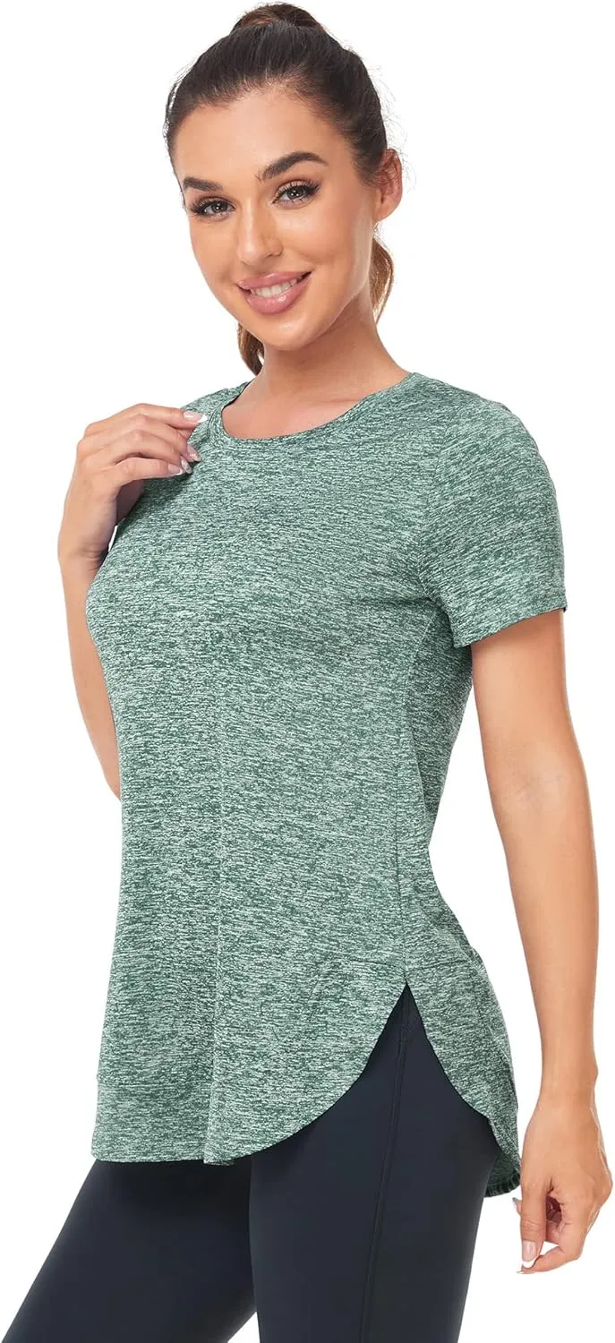 Absttith Women's Short Sleeve Workout Shirts Athletic Casual Tops Quick Dry Gym Soprt Tee Side Split