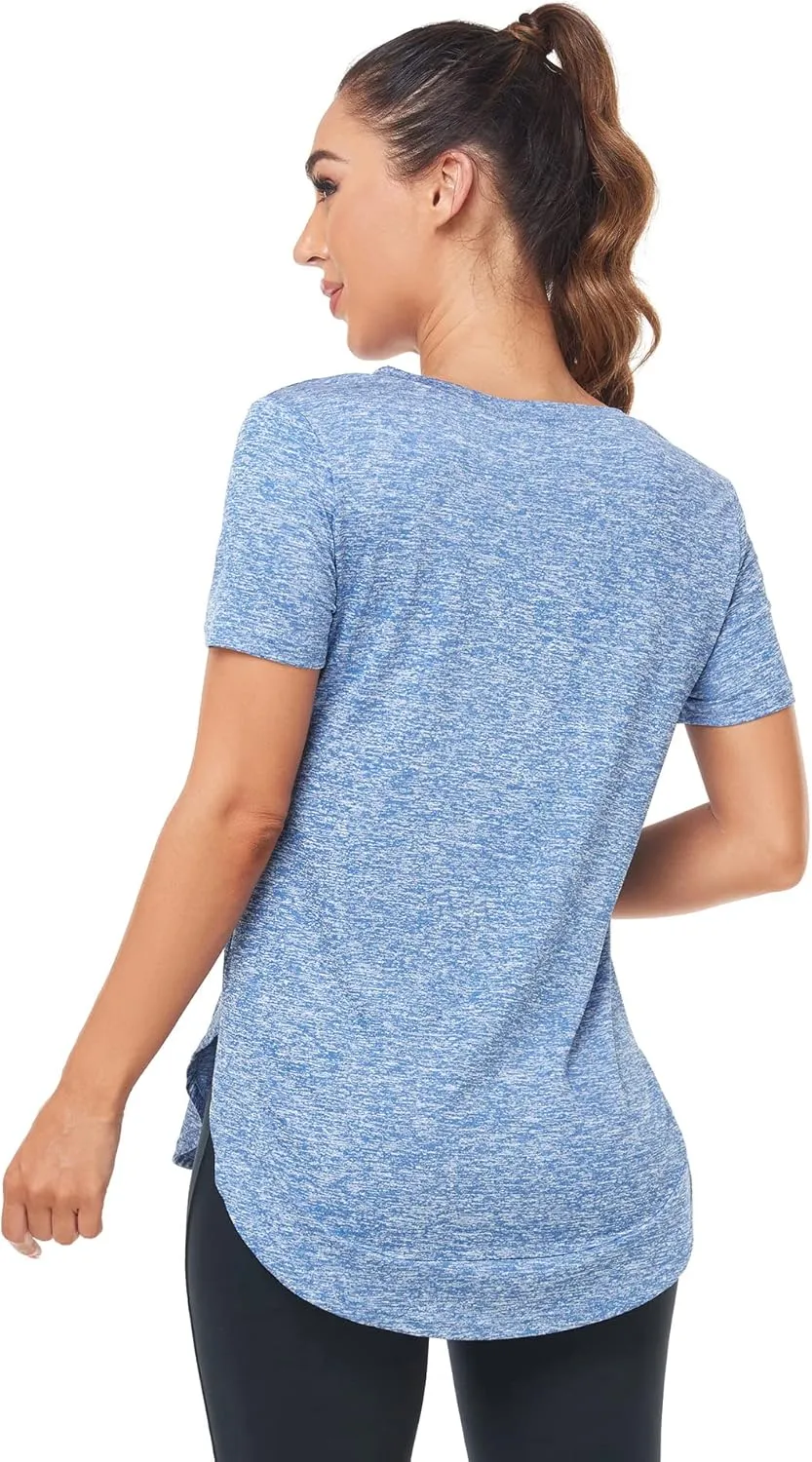 Absttith Women's Short Sleeve Workout Shirts Athletic Casual Tops Quick Dry Gym Soprt Tee Side Split