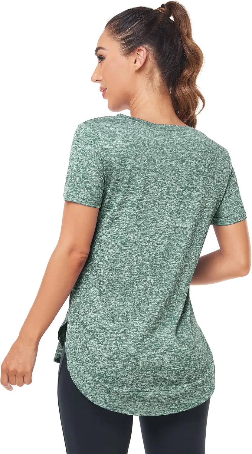 Absttith Women's Short Sleeve Workout Shirts Athletic Casual Tops Quick Dry Gym Soprt Tee Side Split