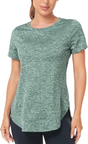 Absttith Women's Short Sleeve Workout Shirts Athletic Casual Tops Quick Dry Gym Soprt Tee Side Split