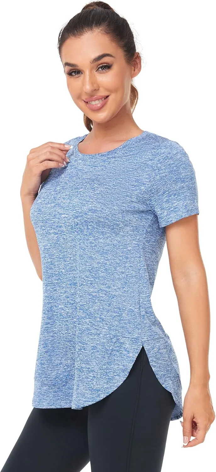 Absttith Women's Short Sleeve Workout Shirts Athletic Casual Tops Quick Dry Gym Soprt Tee Side Split