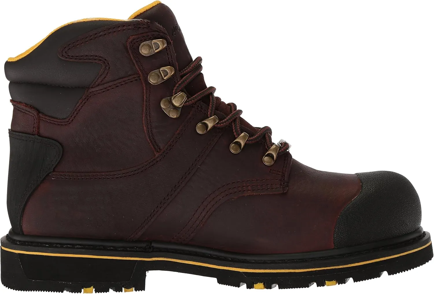 Ad Tec Men's 6in Waterproof Full Grain Tumbled Leather Certified Work Boots, Brown - Steel Toe, Dual Density Rubber Outsole