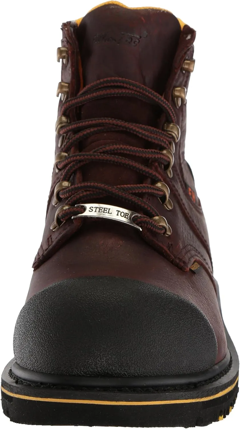 Ad Tec Men's 6in Waterproof Full Grain Tumbled Leather Certified Work Boots, Brown - Steel Toe, Dual Density Rubber Outsole