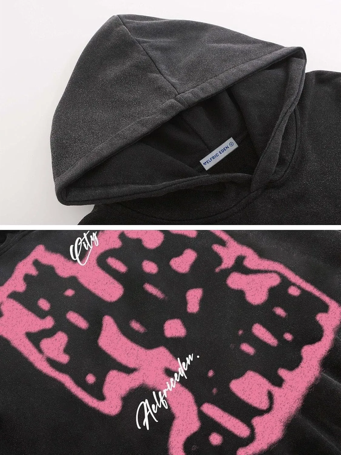 Aelfric Eden Mens Oversized Graphic Hoodies Abstraction Print Washed Hoodie Sweatshirt Unisex Hooded Pullover Tops