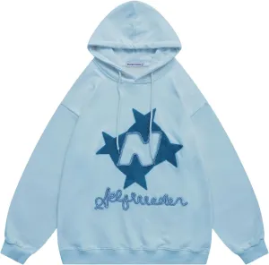 Aelfric Eden Y2k Hoodie Women Graphic Oversized Hoodies Star Embroidered Hoodied Sweatshirt Casual Vintage Pullover