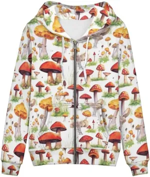 Aesthetic Galaxy Women's Zip Up Hoodie Watercolor Peony Casual Comfy Pullover Musical Note Long Sleeve Sweatshirt