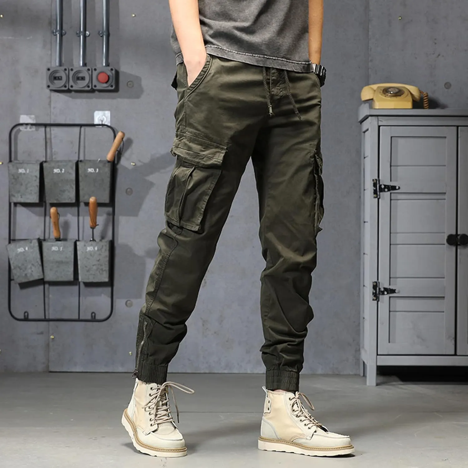 aihihe Cargo Pants and Shorts for Men Relaxed fit Mens 5 Pocket Work Pants Baggy Linen Pant Golf Pants for Men Relaxed fit