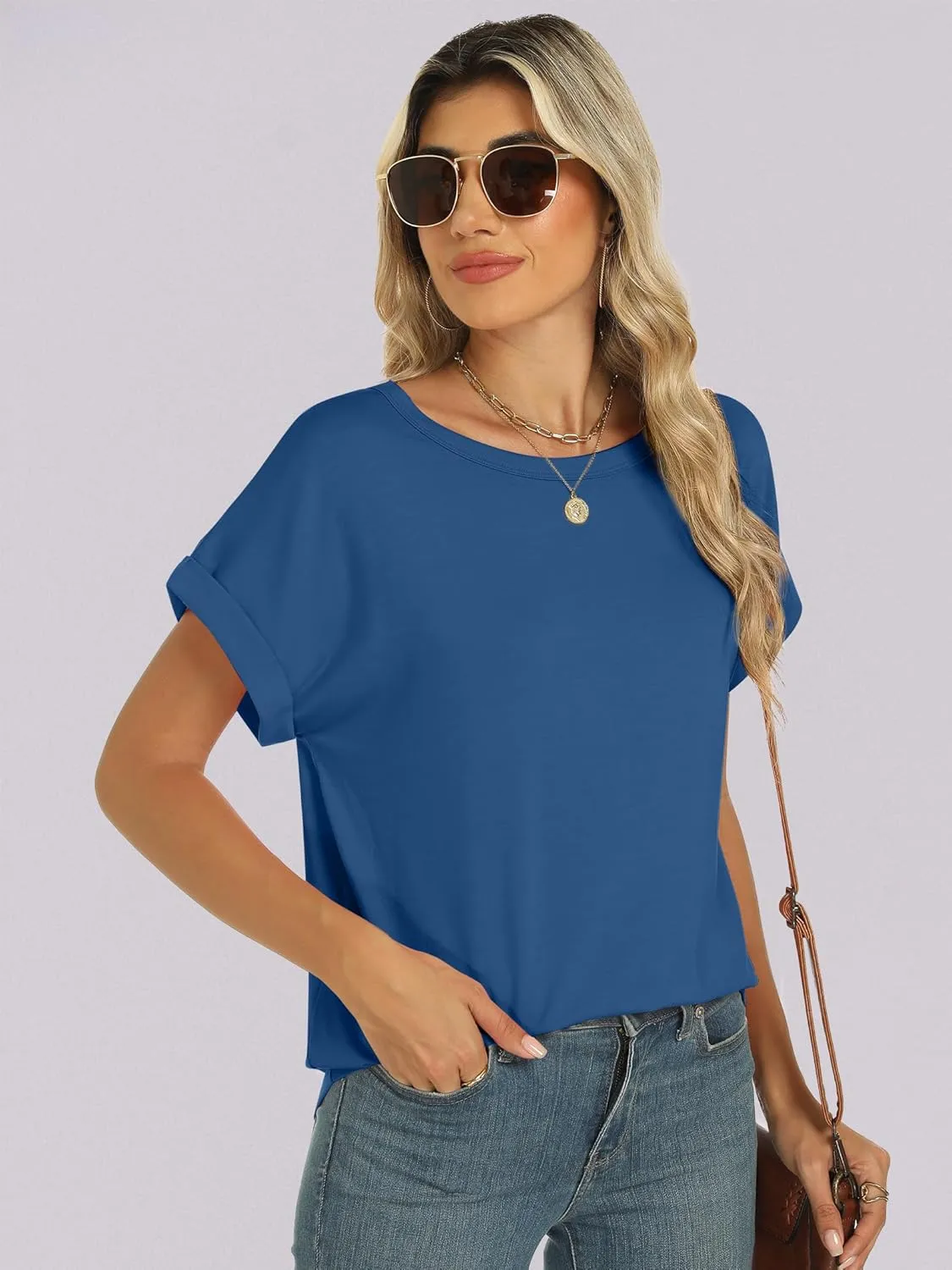ANRABESS Womens Oversized Tops Summer Short Sleeve T Shirts Basic Solid Boxy Tee Casual Workout Going Out Outfits 2025 Spring