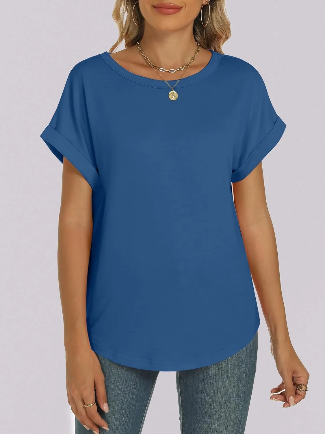 ANRABESS Womens Oversized Tops Summer Short Sleeve T Shirts Basic Solid Boxy Tee Casual Workout Going Out Outfits 2025 Spring