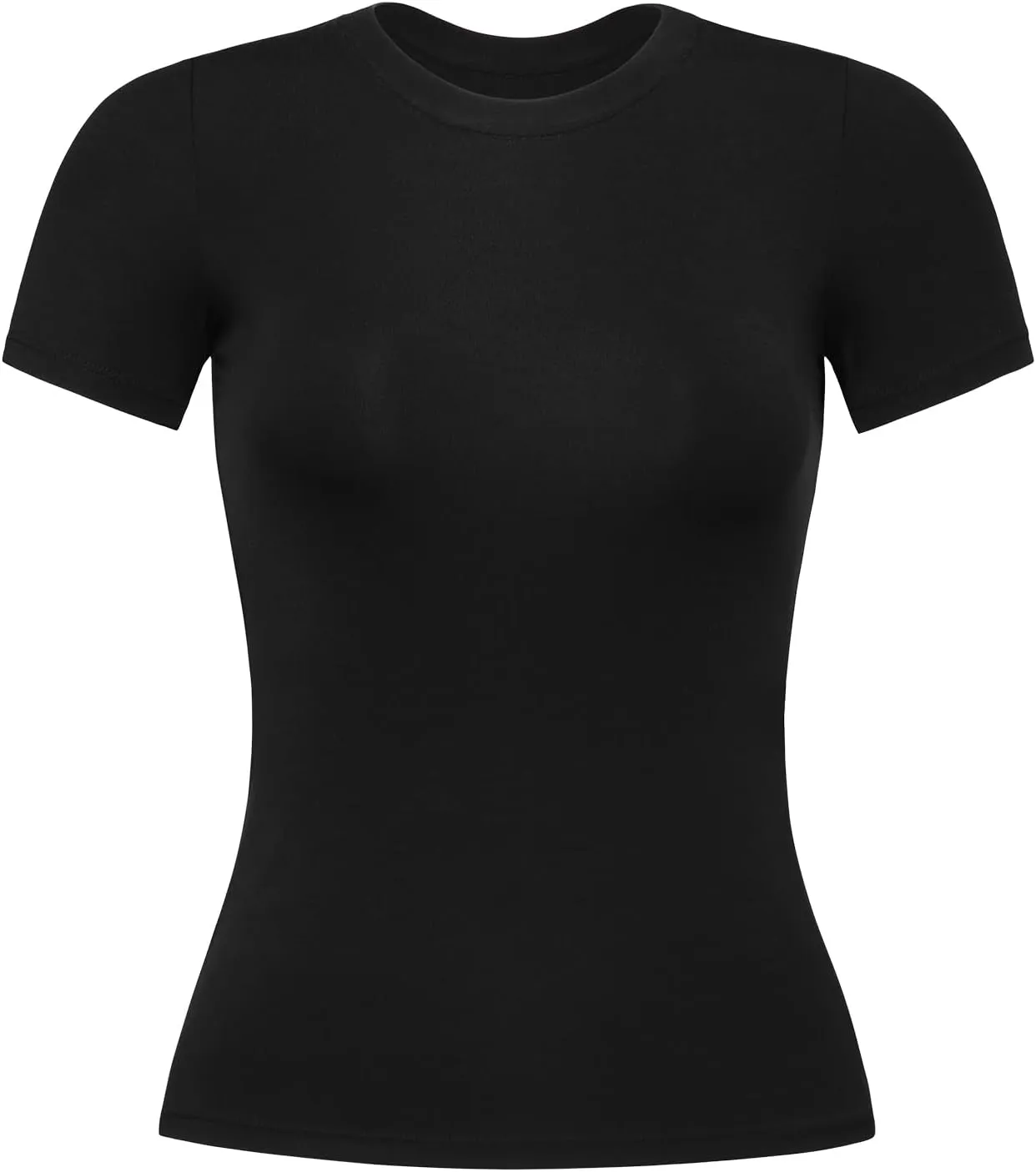 AUROLA Everyday Fitted T-Shirt for Women,Crew Neck Basic Short Sleeves T ShirtCrop Tops Modal Slim Fit Tee