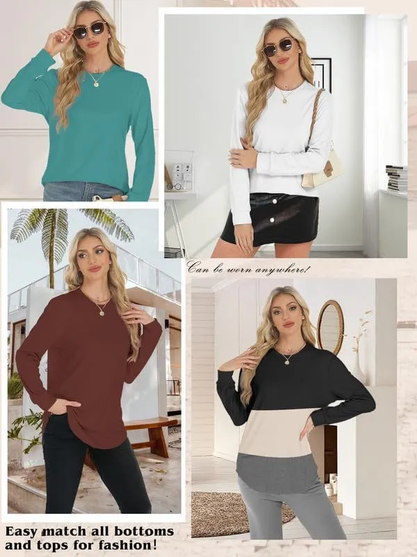 AURUZA Sweatshirt for Women Long Sleeve Crewneck Sweatshirt Women Causal Loose Fit Pullover Tunic Top Fall Clothes Shirts