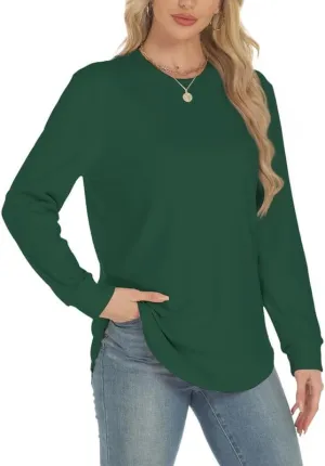 AURUZA Sweatshirt for Women Long Sleeve Crewneck Sweatshirt Women Causal Loose Fit Pullover Tunic Top Fall Clothes Shirts