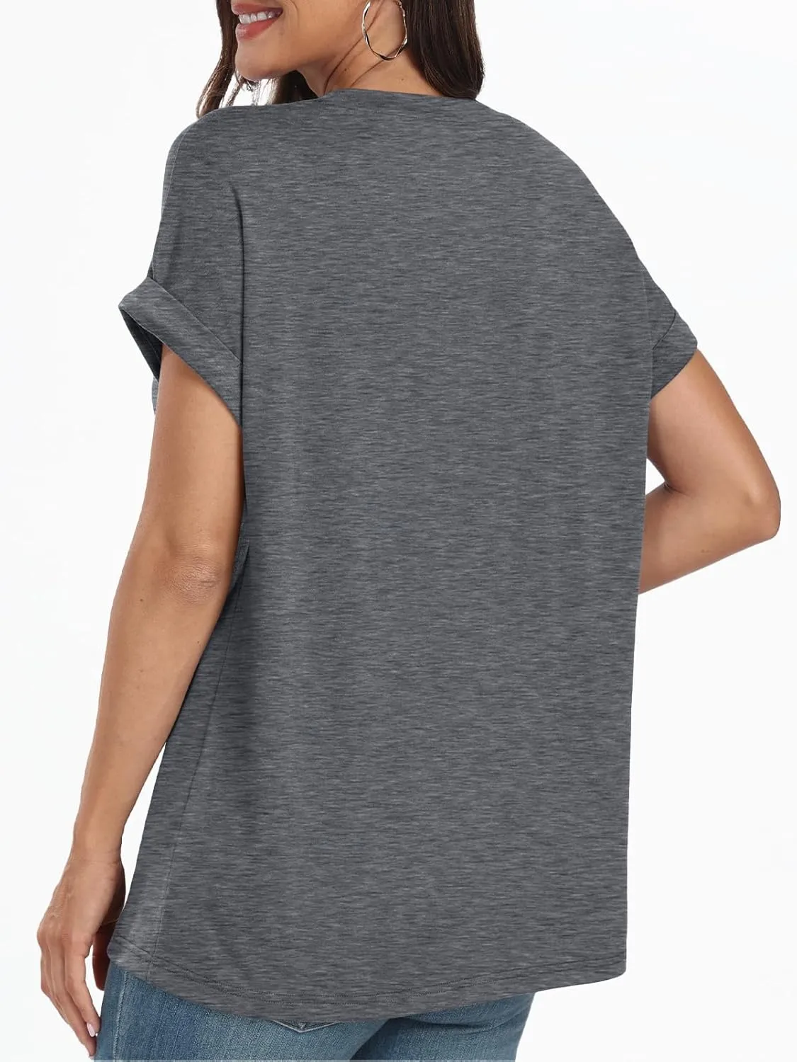 AUTOMET Women's Oversized V Neck Tshirts Casual Basic Short Sleeve Summer Tops Loose Fit 2025 Plain Tee Shirts