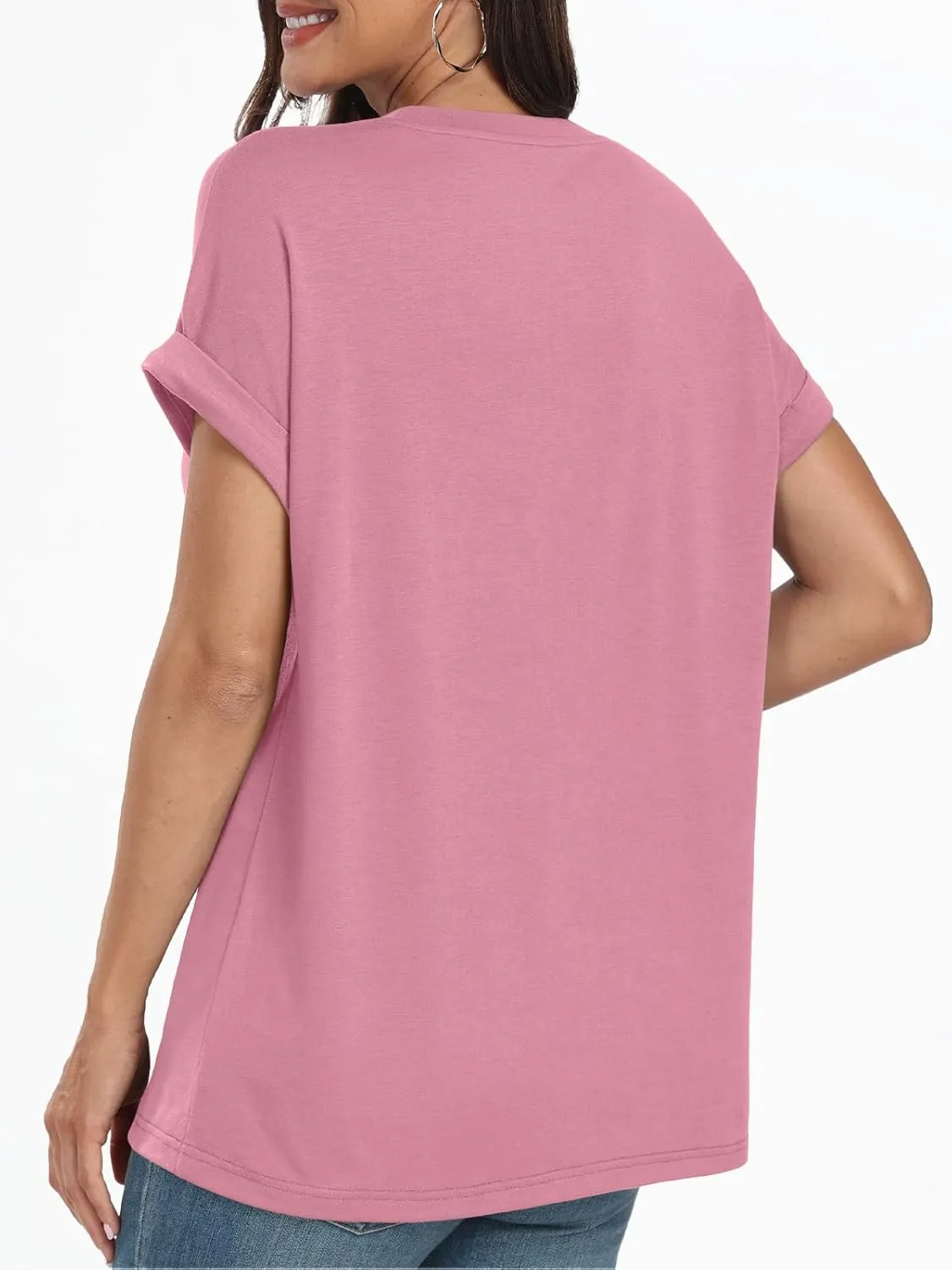 AUTOMET Women's Oversized V Neck Tshirts Casual Basic Short Sleeve Summer Tops Loose Fit 2025 Plain Tee Shirts