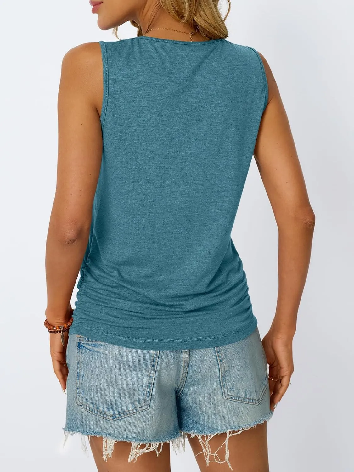 AUTOMET Womens Tank Tops 2025 Sleeveless Square Round Neck Ruched Spring Summer Tee Shirts Basic Outfits Trendy Clothes