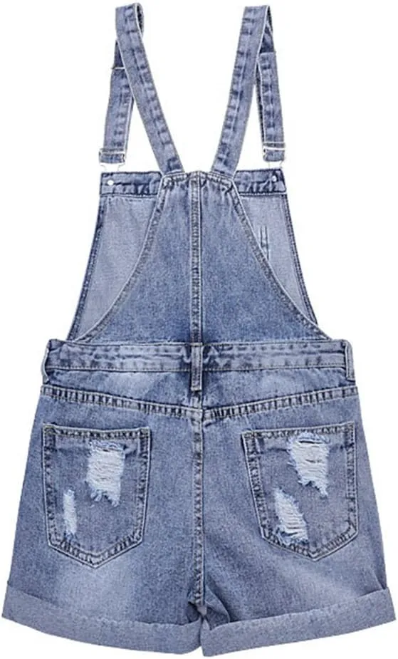 AvaCostume Womens Wash Jumper Denim Overall Shorts