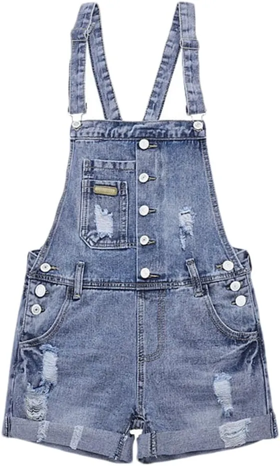 AvaCostume Womens Wash Jumper Denim Overall Shorts