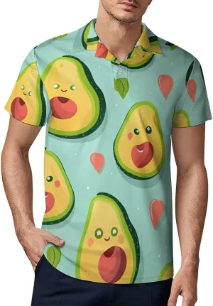 Avocado And Love Men's Polo Shirt Short Sleeve Casual Athletic Quick Dry Golf T-Shirts XL