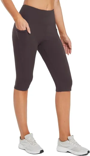 baleaf Women's Capri Leggings with Pockets High Waisted Knee Length Capris Stretch for Casual Yoga Pants Workout Exercise