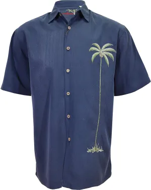 Bamboo Cay Men's Single Palm Embroidered Hawaiian Shirt