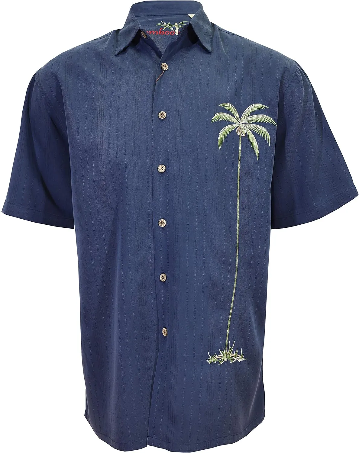 Bamboo Cay Men's Single Palm Embroidered Hawaiian Shirt