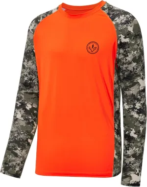 BASSDASH Mens Lightweight Camo Hunting Shirt UPF 50  Sun Protection Long Sleeve Hiking Fishing Performance Tee Mesh Panels