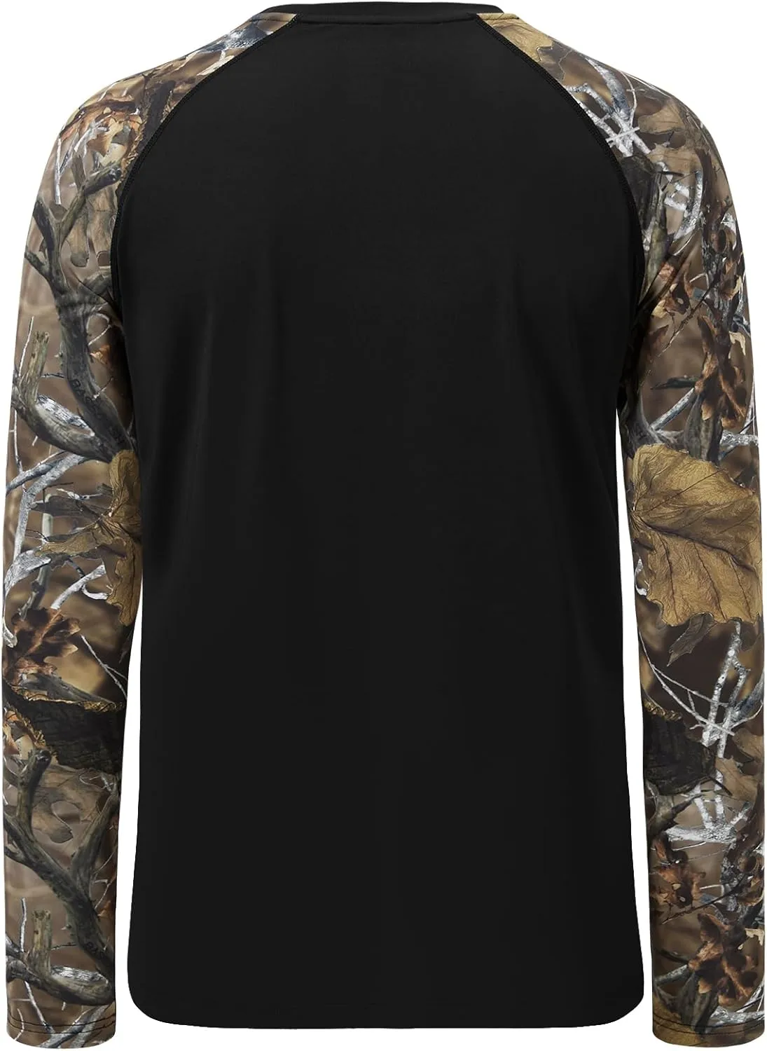 BASSDASH Mens Lightweight Camo Hunting Shirt UPF 50  Sun Protection Long Sleeve Hiking Fishing Performance Tee Mesh Panels