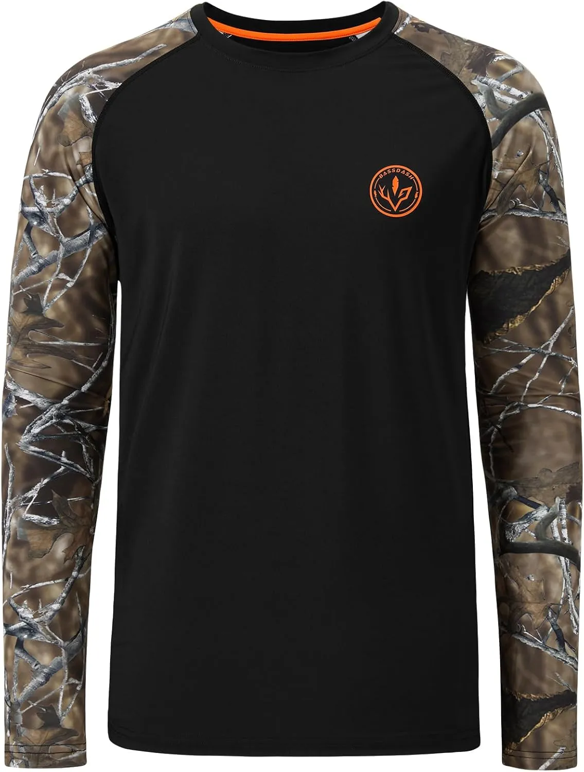 BASSDASH Mens Lightweight Camo Hunting Shirt UPF 50  Sun Protection Long Sleeve Hiking Fishing Performance Tee Mesh Panels