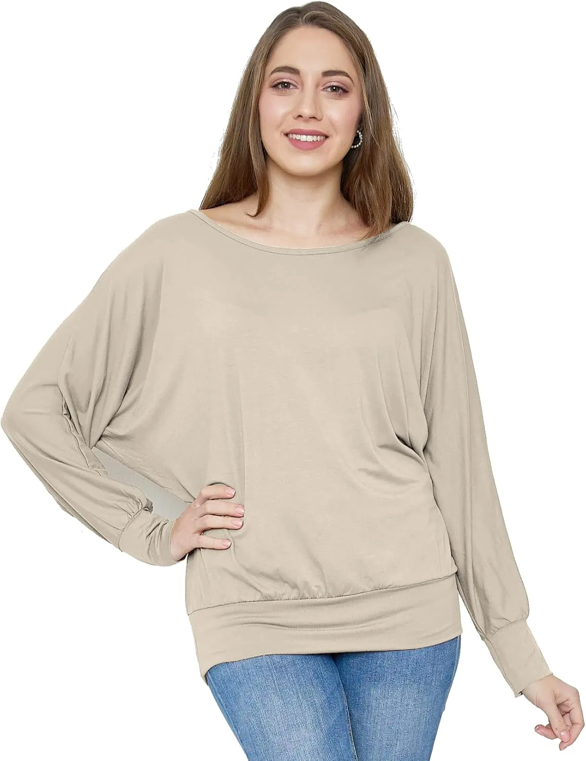 Batwing Tops for Women  Oversized Casual T-Shirt with Banded Waist