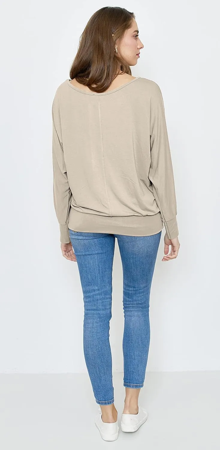 Batwing Tops for Women  Oversized Casual T-Shirt with Banded Waist