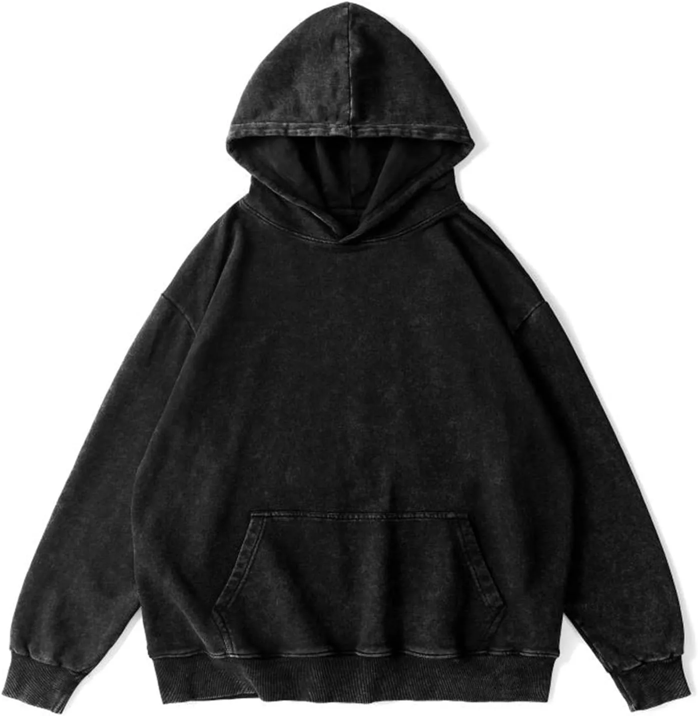 Bobeutou Oversized Hoodie Men Vintage Cotton Casual Hooded Sweatshirt Trendy Baggy Basic Hoodies Retro Pullover Streetwear