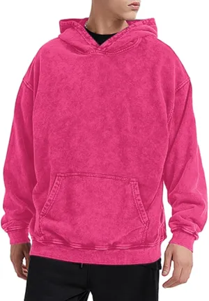 Bobeutou Oversized Hoodie Men Vintage Cotton Casual Hooded Sweatshirt Trendy Baggy Basic Hoodies Retro Pullover Streetwear