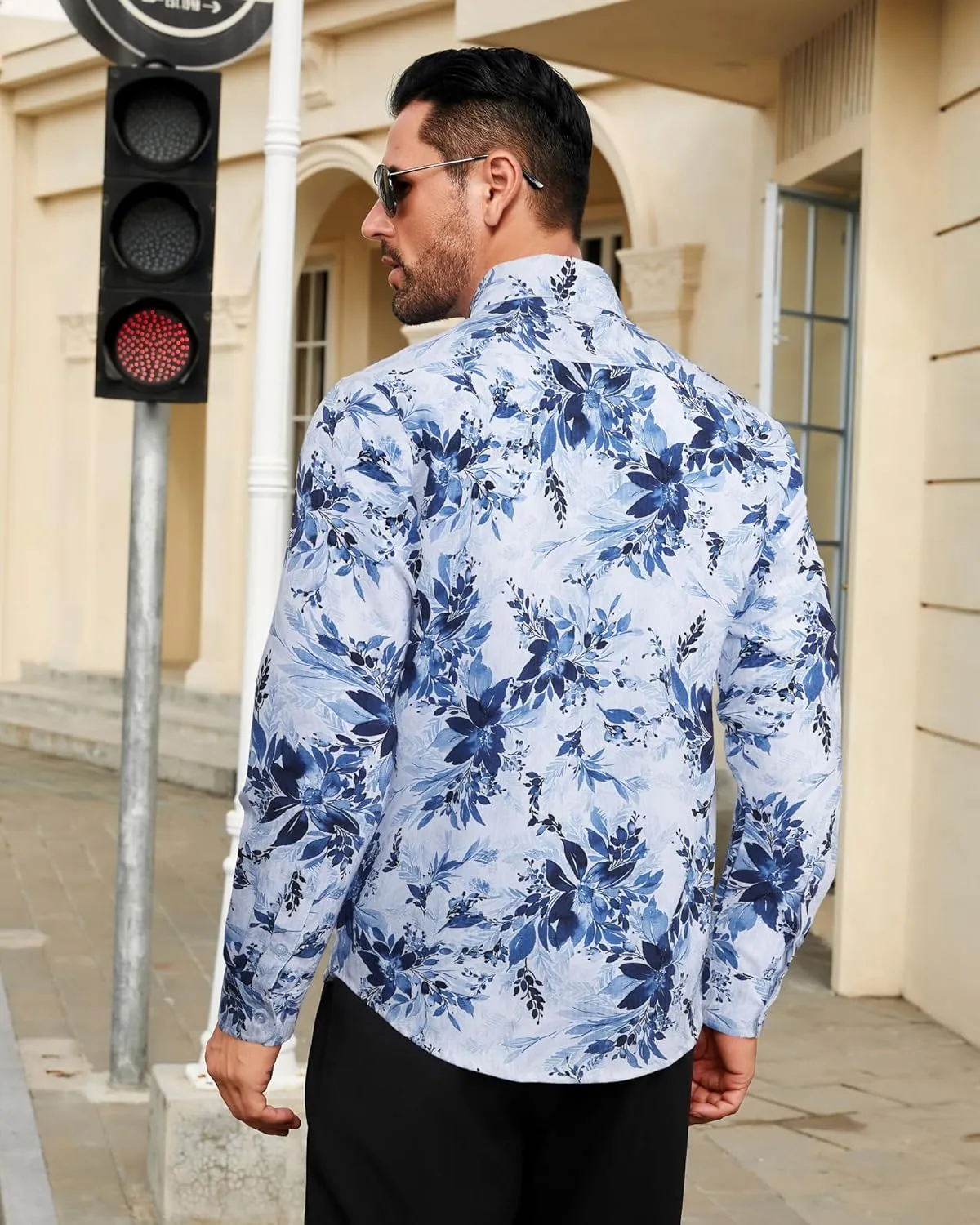 BOJIN Men's Dress Wrinkle-Free Stretch Long Sleeve Wedding Dating Business Casual Button Down Shirts with Pocket