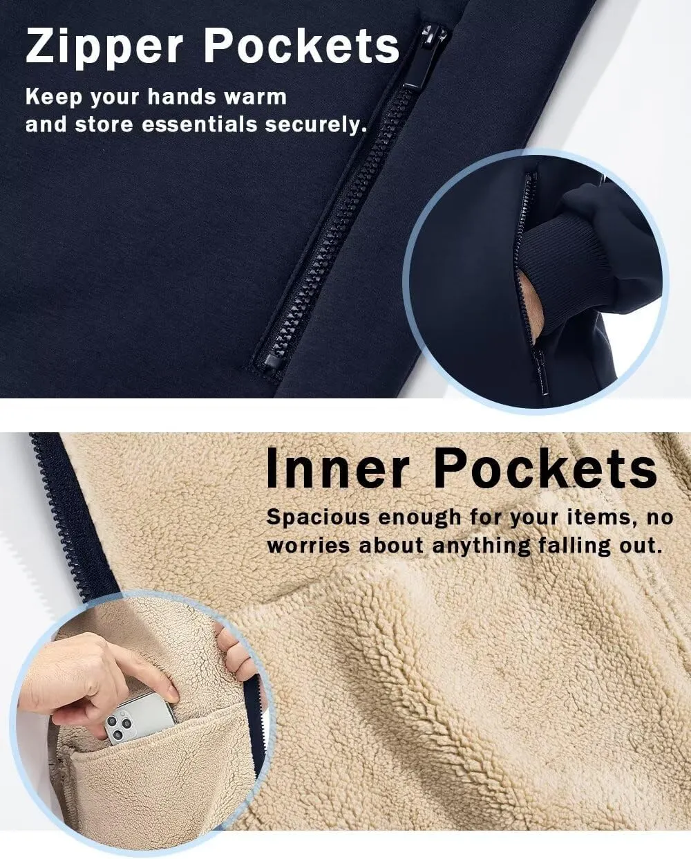 Boladeci Men's Sherpa Lined Hoodie Jacket Winter Warm Heavy Weight Zip Up Hooded Sweatshirt Thick Fleece Coats